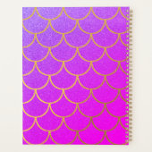 Gold Mermaid Scales Roze Paarse Glitter Monogram Planner (Achterkant)