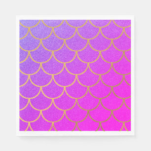 Gold Mermaid Scales Roze Paarse Glitter Servet