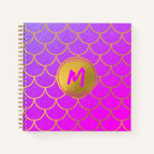 Gold Mermaid Scales Roze Paarse Glitter Sketchbook Notitieboek (Voorkant)