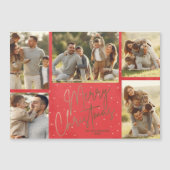 Gold Merry 5 Photo Red Holiday Magnet (Voorkant)