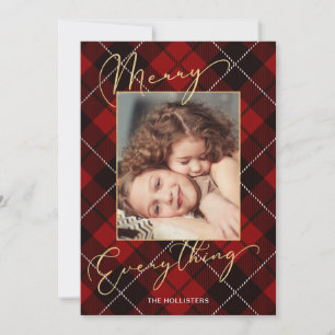 Gold Merry Alles Calligrafie Red Pset Photo Feestdagenkaart