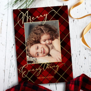 Gold Merry Alles Calligrafie Red Pset Photo Folie Feestdagenkaart