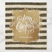 Gold Merry Black White Stripes Wijn Etiket (Enkel label)