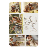 Gold Merry Christmas Five Photo Magneet (Verticaal)
