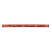 Gold Merry Christmas Script Kalligrafie rood Lint (Voorkant)