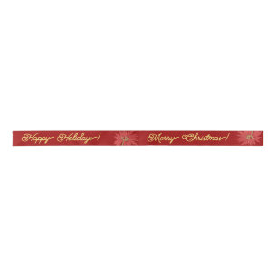 Gold Merry Christmas Script Kalligrafie rood Lint