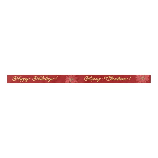 Gold Merry Christmas Script Kalligrafie rood Lint (Voorkant)