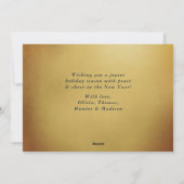 Gold Merry Christmas Waterverf Tree Green Script Feestdagenkaart (Achterkant)