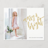 Gold Merry et Bright Christmas photo carte de vaca (Devant)