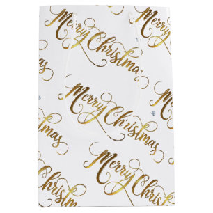 Gold Merry kerst Medium Cadeauzakje
