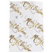 Gold Merry kerst Medium Cadeauzakje (Achterkant)