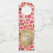 Gold Merry-kerst op rood Flessenhanger (Voorkant)