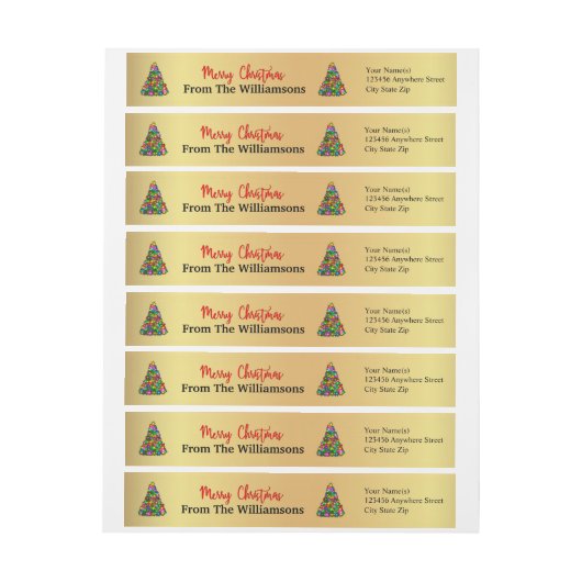 Gold Merry kerstbomen Return Address (Vel)