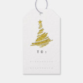 Gold Merry-kerstboom blij van wit Cadeaulabel (Achterkant)