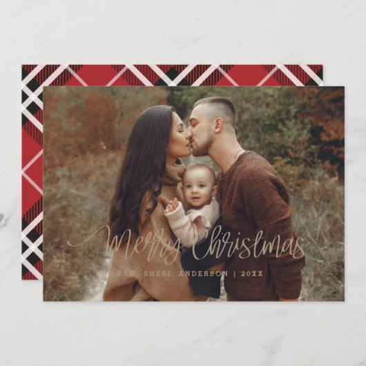 Gold Merry-kerstfeestkaart Kaart (Voorkant / Achterkant)