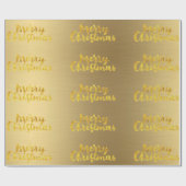 Gold Merry-kerstkalligrafie Cadeaupapier (Vlak)