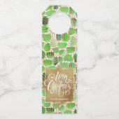 Gold Merry Kerstmis op groen Flessenhanger (Voorkant)