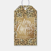 Gold Merry Kerstmis op Leopard Cadeaulabel (Voorkant)