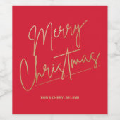 Gold Merry-kerstrood Wijn Etiket (Enkel label)