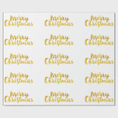 Gold Merry-kerstscript kalligrafie op wit Cadeaupapier (Vlak)