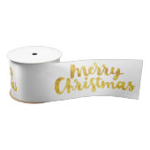 Gold Merry-kerstscript kalligrafie op wit Lint (Spoel)