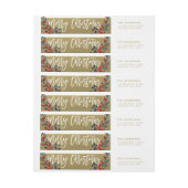 Gold Merry-kerstscript Red Berries Holiday (Vel)