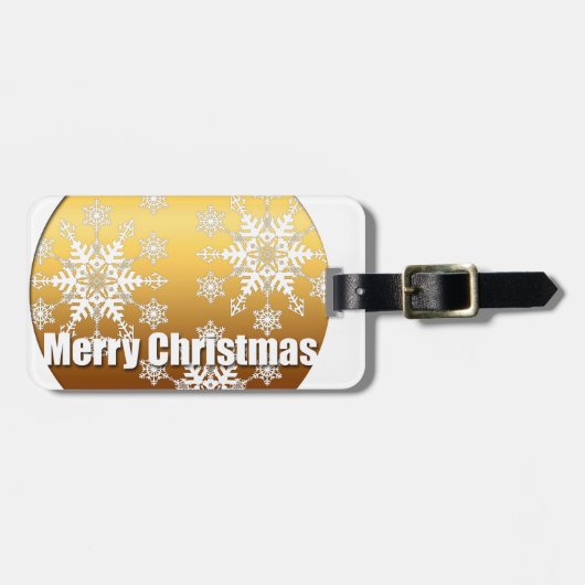 Gold Merry-kerstsnowflakes Bagagelabel (Voorkant horizontaal)