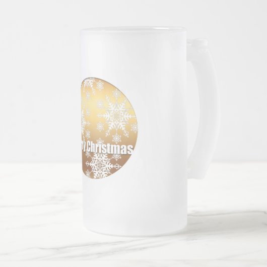 Gold Merry-kerstsnowflakes, bevroren G-Mok Matglas Bierpul (Voorkant rechts)
