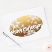 Gold Merry-kerstsnowflakes - Ovale Sticker (Envelop)