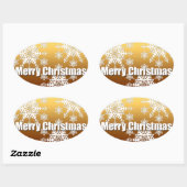 Gold Merry-kerstsnowflakes - Ovale Sticker (Vel)