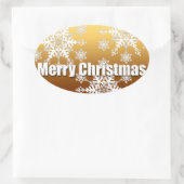 Gold Merry-kerstsnowflakes - Ovale Sticker (Tas)