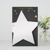 Gold Merry-kerststerren Briefpapier (Staand voorkant)