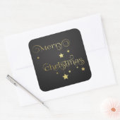 Gold Merry-kerststerren Vierkante Sticker (Envelop)
