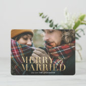 Gold Merry & Married rouge plaid carte photo (Debout devant)