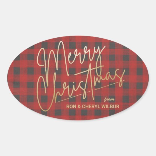 Gold Merry Red Buffalo Pset Ovale Sticker (Voorkant)