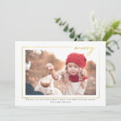 Gold Merry Script-Kaart voor kerstfoto's Kaart (Staand voorkant)