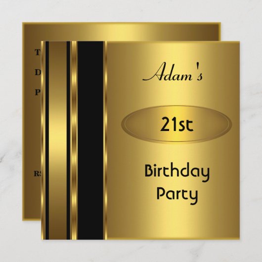 Gold Metal Black Mannen 21st Birthday Man Kaart (Voorkant / Achterkant)