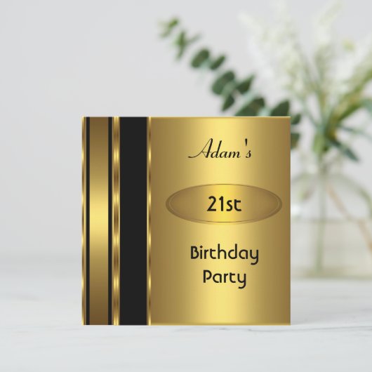 Gold Metal Black Mannen 21st Birthday Man Kaart (Staand voorkant)