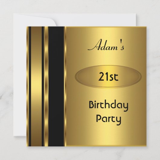 Gold Metal Black Mannen 21st Birthday Man Kaart (Voorkant)