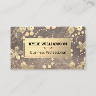 Gold Metal Flower Leaf Pattern Visitekaartje