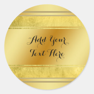 Gold Metal Folie Faux Glitter past Klassiek aan Ronde Sticker