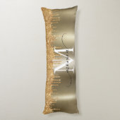 Gold Metal Glitter Drivers Monogram Naam Lichaamskussen (Achterkant (Verticaal))