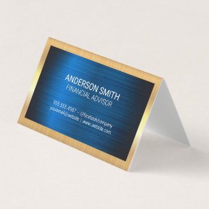 Gold Metal Lijst   Achtergrond blauw metaal Visitekaartjes