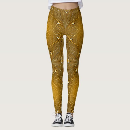 Gold Metal Pattern-ontwerp Leggings (Voorkant)