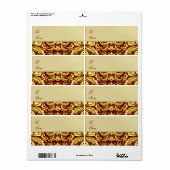 Gold Metal Red Damask Christmas Gift Label Label (Full Sheet)