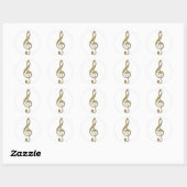 Gold Metal Treble Clef Ronde Sticker (Vel)