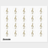 Gold Metal Treble Clef Ronde Sticker (Vel)