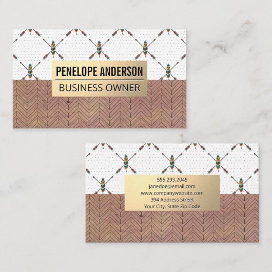 Gold Metal | Ventilator Bohemian Pattern Visitekaartje (Voorkant / Achterkant)