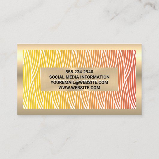 Gold Metal | Weaved Pattern Lines Visitekaartje (Achterkant)