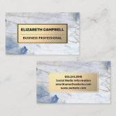 Gold Metallic | Blauwe marmer Visitekaartje (Voorkant / Achterkant)